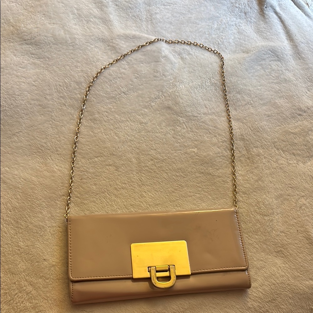 Aldo Beige Clutch with Gold Chain